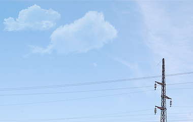 Image showing white clouds and electric pole