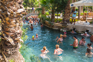 Image showing Tourists swim in antique Cleopatra pool