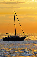 Image showing Sailboat at sunset