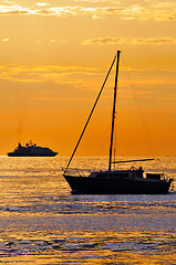 Image showing Boats at sunset