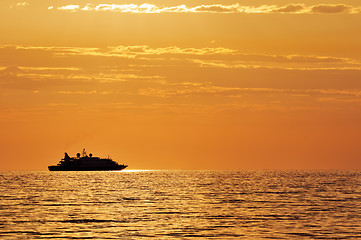 Image showing Passenger ship at sunset