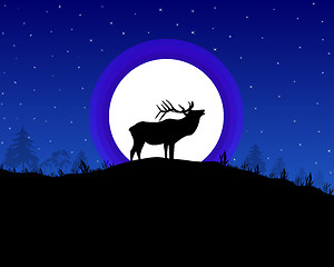 Image showing deer in the background of the moon