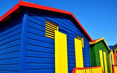 Image showing colorful changing huts