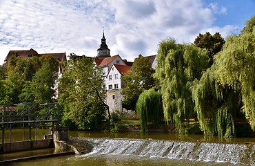 Image showing weeping willows on the river