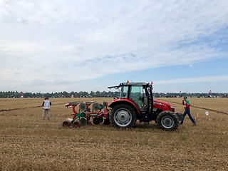 Image showing International contestants plowing their plots during the World Ploughing Competition in Germany 2018