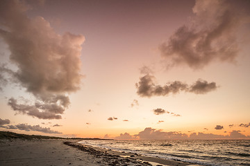 Image showing Scandinavian sunset by the ocean in Denmark