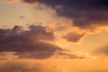 Image showing Sunset in beautiful colors with clouds