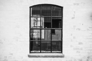 Image showing Old fashioned window with transparent glass in black and white