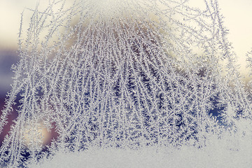 Image showing Frost on a windows on a cold January morning