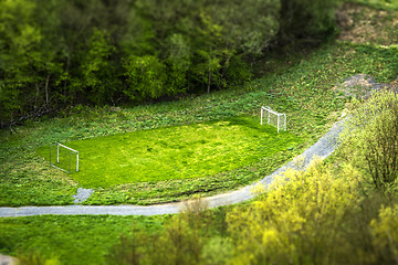 Image showing Small football pitch in a park seen from above