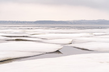 Image showing Ice floe on a frozen lake in the wintertime