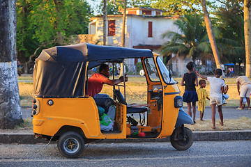 Image showing Traditional rickshaw with malagasy peoples in Toamasina, Madagascar