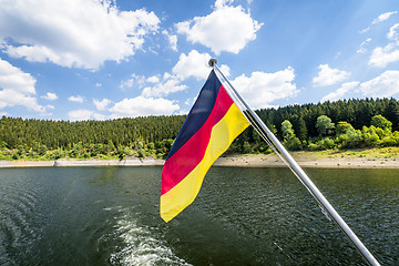 Image showing German flag on a boat in the summer