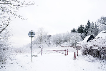 Image showing Winter scenery with a nature trail covered in snow