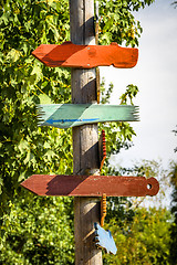 Image showing Wooden sign shaped like arrows