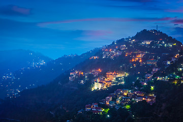 Image showing Night view of Shimla town, Himachal Pradesh, India