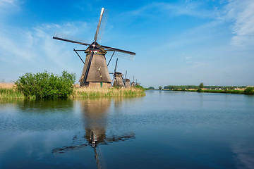 Image showing Windmills at Kinderdijk in Holland. Netherlands