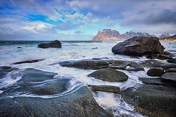 Image showing Beach of fjord in Norway