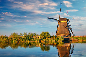 Image showing Windmills at Kinderdijk in Holland. Netherlands