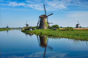 Image showing Windmills at Kinderdijk in Holland. Netherlands