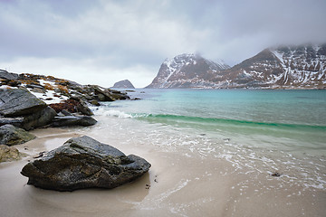 Image showing Rocky coast of fjord in Norway