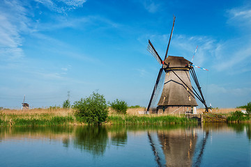 Image showing Windmills at Kinderdijk in Holland. Netherlands