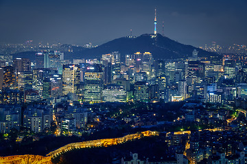 Image showing Seoul skyline in the night, South Korea.