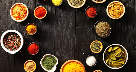 Image showing Bowls with different colorful spices