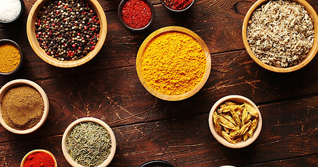 Image showing Composition of spices in bowls