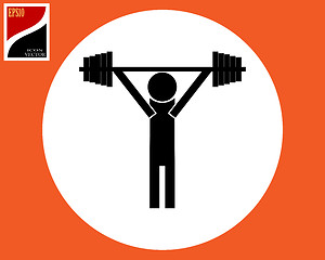 Image showing badge of a weightlifter with a barbell