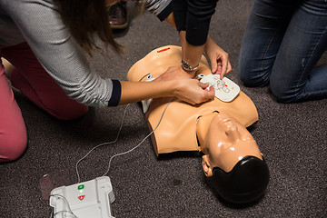 Image showing First Aid Training. Defibrillator CPR Practice