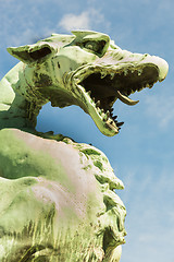 Image showing Famous Dragon bridge, symbol of Ljubljana, Slovenia, Europe.