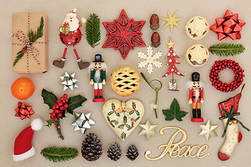 Image showing Christmas Decorations and Peace Sign