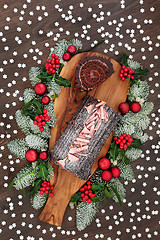 Image showing Chocolate Log Christmas Cake