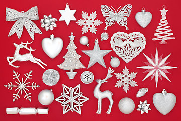 Image showing Silver Christmas Decorations