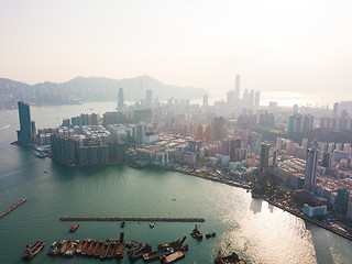 Image showing Hong Kong City at aerial view in the sky