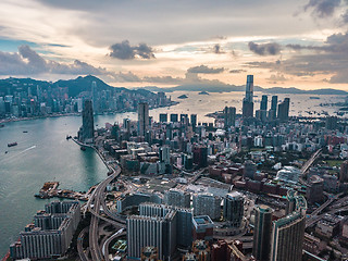 Image showing Hong Kong City at aerial view in the sky