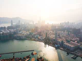 Image showing Hong Kong City at aerial view in the sky