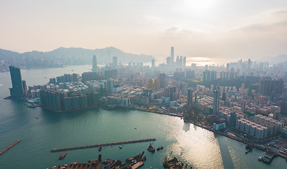 Image showing Hong Kong City at aerial view in the sky