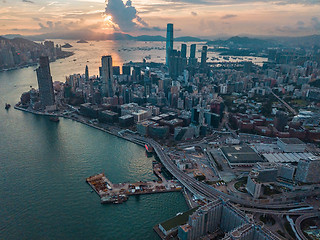 Image showing Hong Kong City at aerial view in the sky