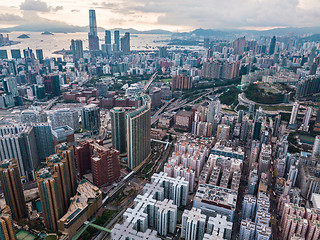 Image showing Hong Kong City at aerial view in the sky