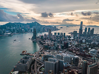 Image showing Hong Kong City at aerial view in the sky