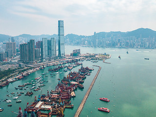 Image showing Hong Kong City at aerial view in the sky