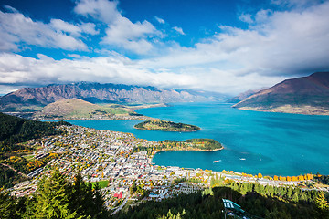 Image showing Aerial view of Queenstown in South Island, New Zealand