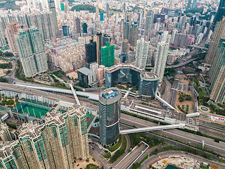 Image showing Hong Kong City at aerial view in the sky