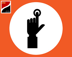 Image showing icon human hand finger presses the button