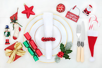 Image showing Christmas Dinner Fun Table Setting