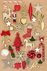 Image showing Christmas Peace Sign and Decorations