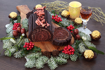 Image showing Yule Chocolate Log Cake