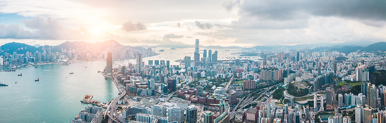 Image showing Hong Kong City at aerial view in the sky